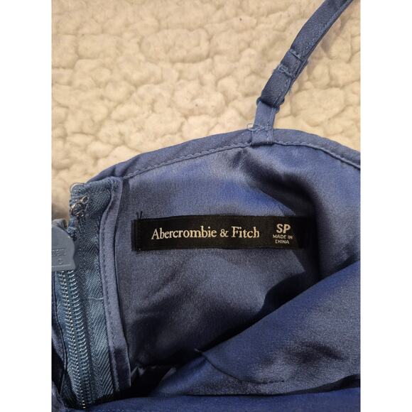 Abercrombie‎ & Fitch Women's Size SP Pleated V-Neck Mini Dress Blue NWOT - Picture 3 of 5